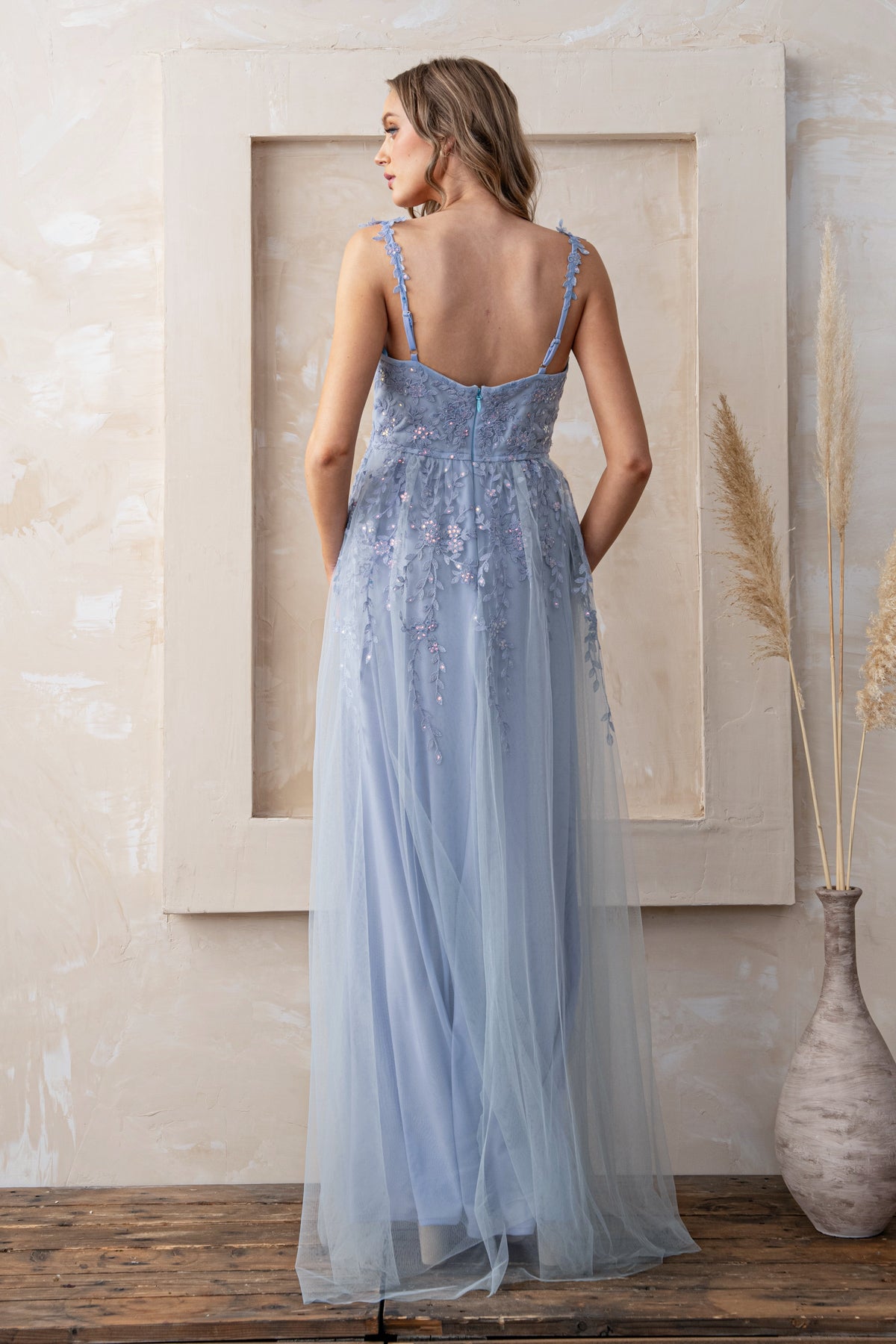 Embroidered Lace Overlay Dress M21974