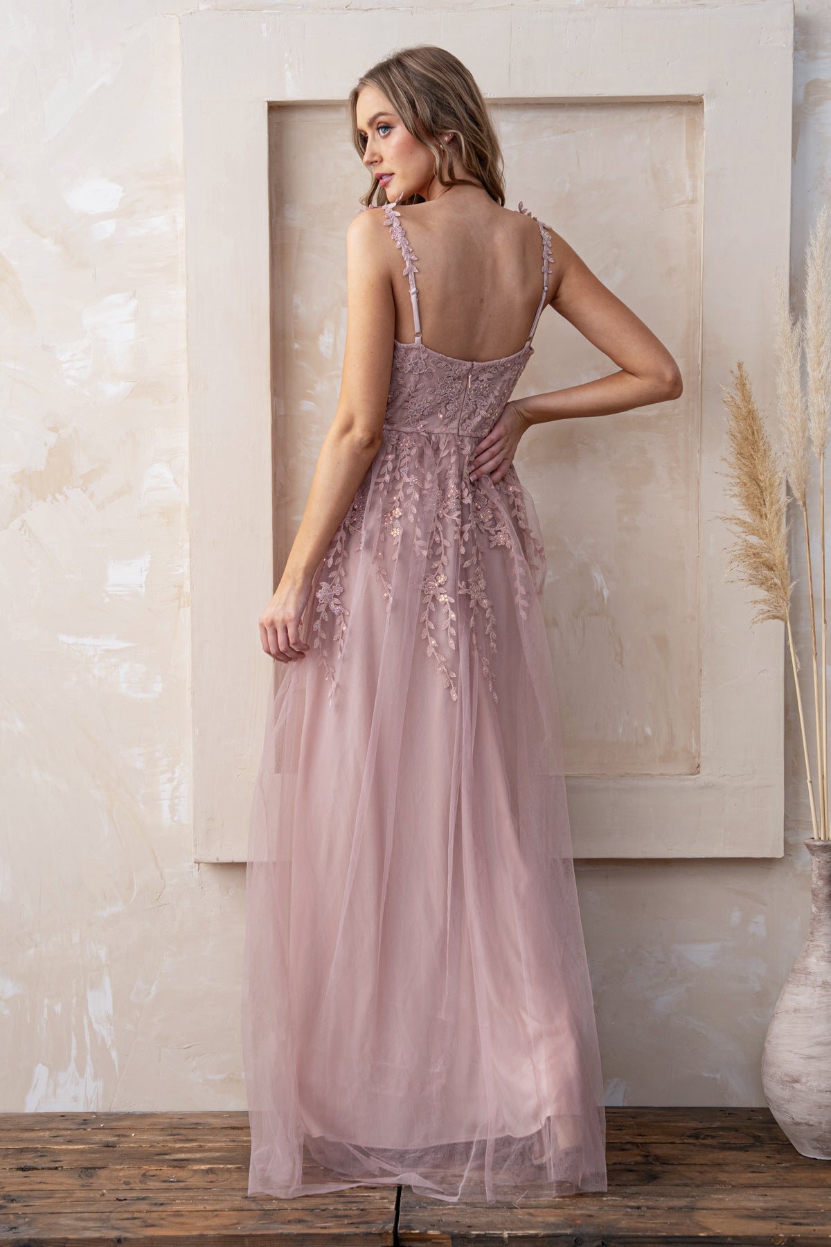 Embroidered Lace Overlay Dress M21974