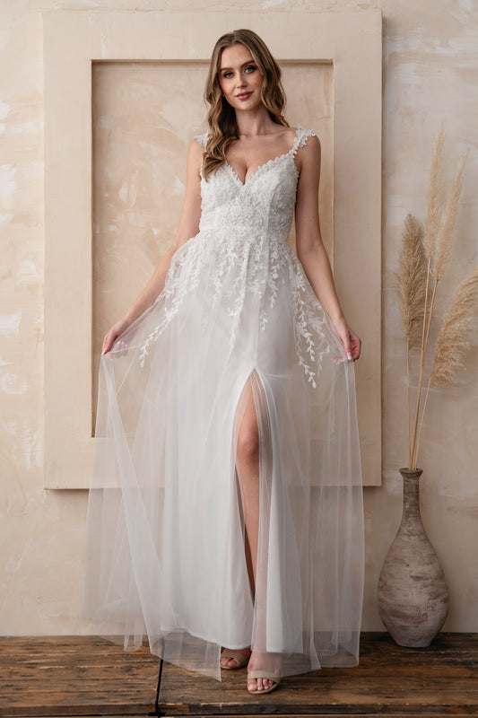 Embroidered Lace Overlay Dress M21974