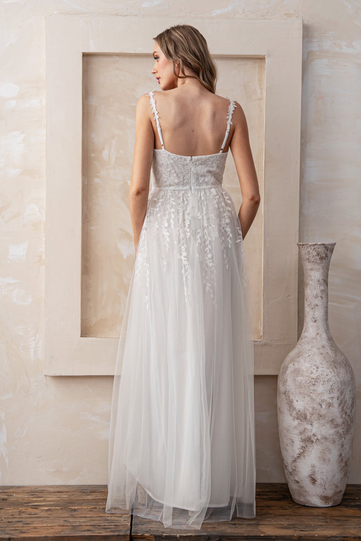 Embroidered Lace Overlay Dress M21974