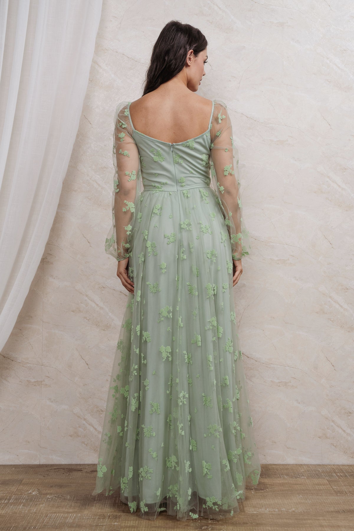 BURN OUT FLORAL SURPLICE MAXI DRESS I SAGE