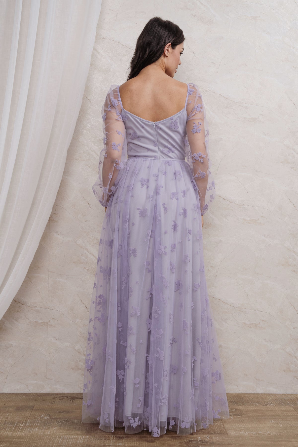 BURN OUT FLORAL SURPLICE MAXI DRESS I LAVENDER
